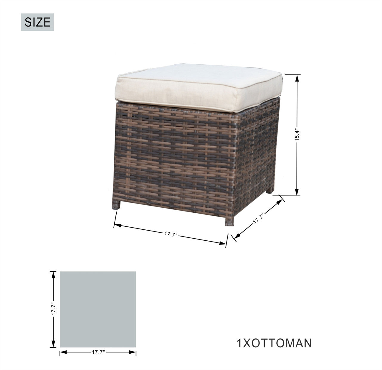 6 Seats Patio Dining Set Rectangular Dining Table with Chairs and Ottoman (PAD-3234-SET)