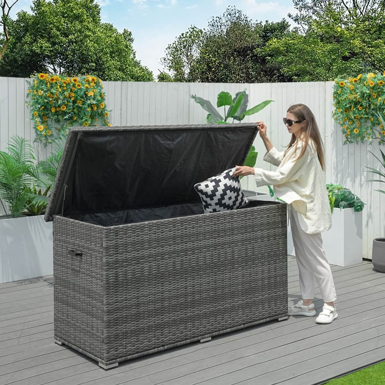 Outdoor Wicker Storage Box -Stylish and Functional Storage Solution (PA-3256B)
