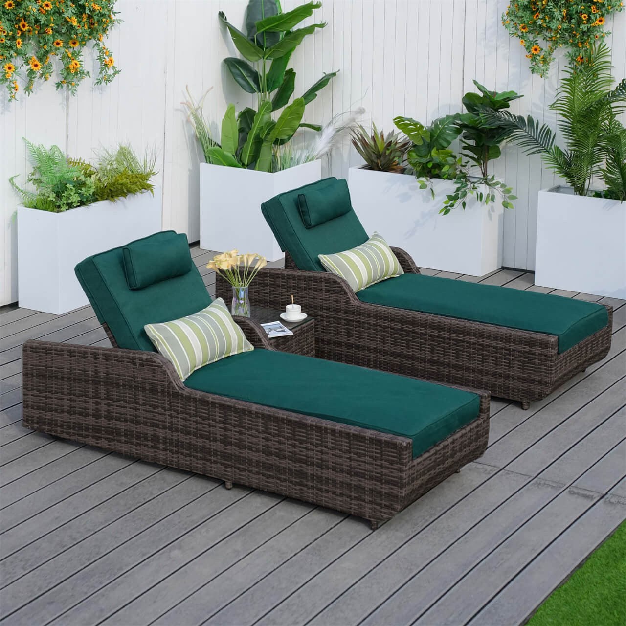 Outdoor Wicker Chaise Lounge with Armrest PAL-1127B | Direct Wicker