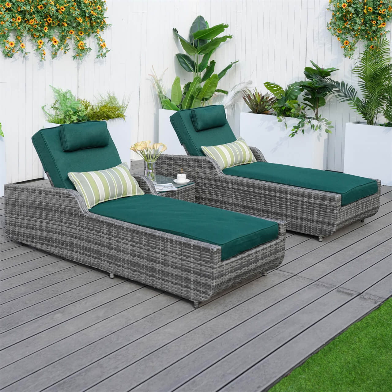 Outdoor Wicker Chaise Lounge with Armrest PAL-1127B | Direct Wicker