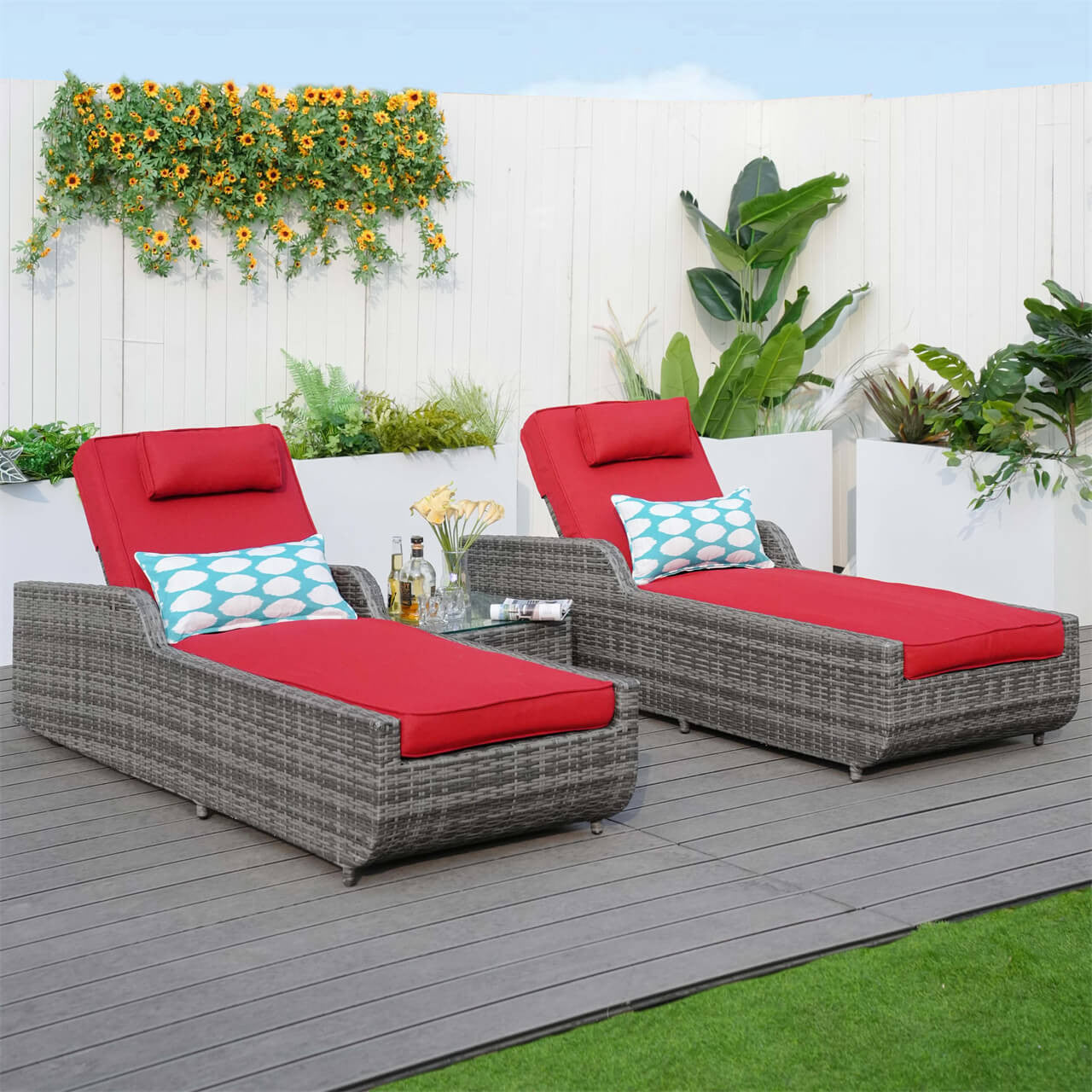 Outdoor Wicker Chaise Lounge with Armrest PAL-1127B | Direct Wicker
