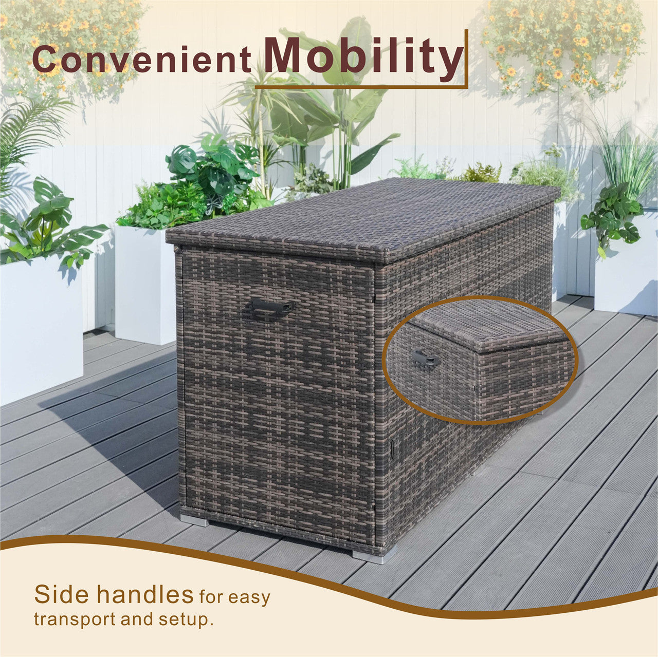 Outdoor Wicker Storage Box -Stylish and Functional Storage Solution (PA-3256B)