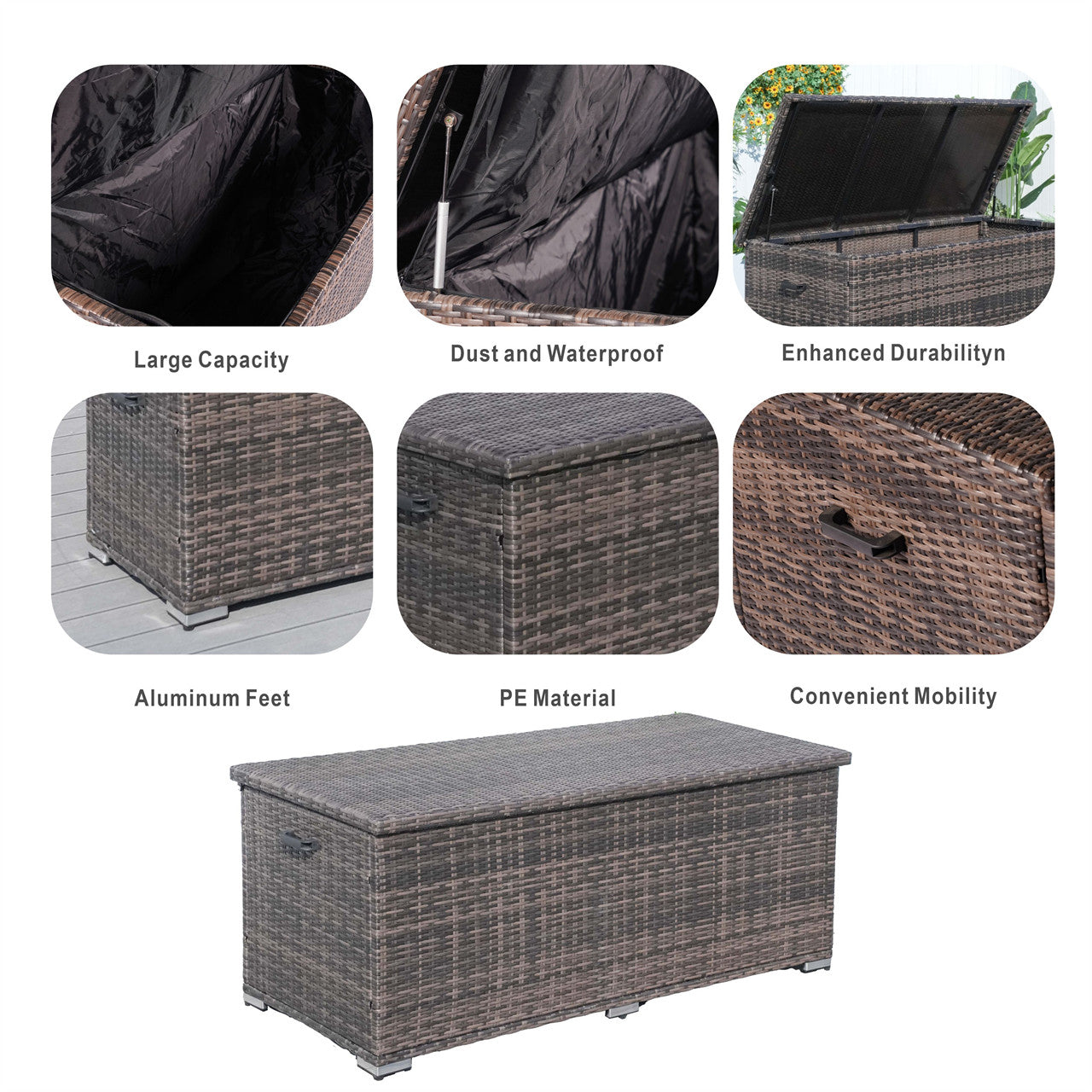 Outdoor Wicker Storage Box -Stylish and Functional Storage Solution (PA-3256B)