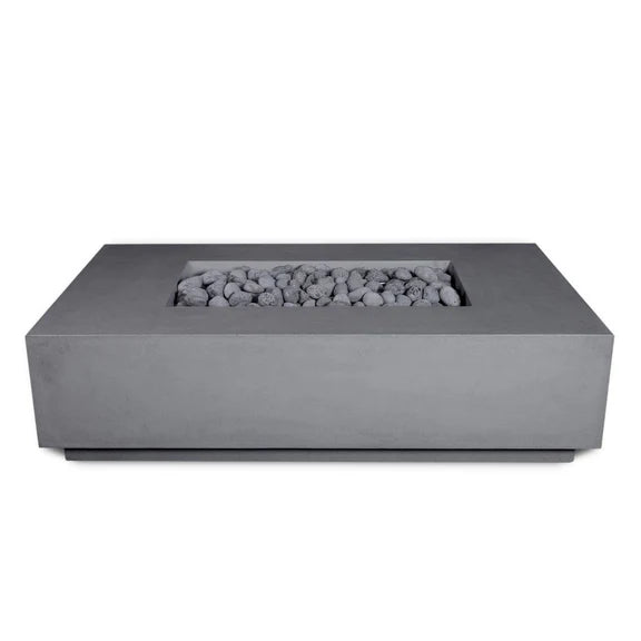 MESA 2 - 60" Premium Rectangular Cement Fire Pit Table Bowl GFRC Square Concrete - Natural Gas or Propane