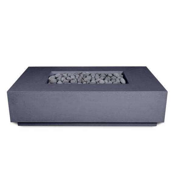 MESA 2 - 60" Premium Rectangular Cement Fire Pit Table Bowl GFRC Square Concrete - Natural Gas or Propane