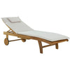 Milkcan Wheeled Outdoor Hardwood Sun Lounger - Beige